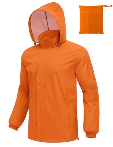 COOFANDY Mens Rain Trench Coat Waterproof Packable Rain Jacket
